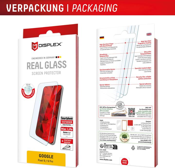 Produktbild Displex Real Glass, 2D Panzerglas (1 Stück, Google Pixel 9 Pro, Google Pixel 9)