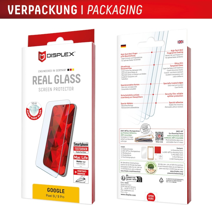 Productafbeelding Displex Real Glass, 2D Panzerglas (1 Stuk, Google Pixel 9 Pro, Google Pixel 9)