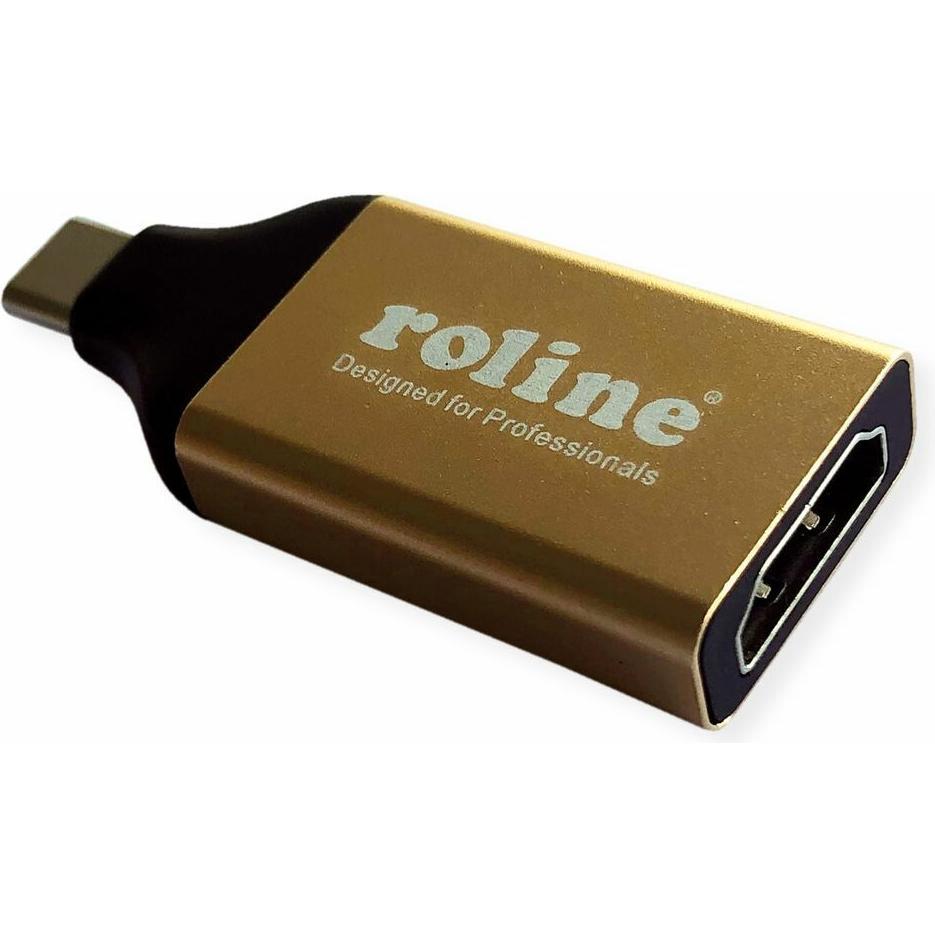 Roline GOLD Adapter USB Typ C (HDMI, USB Typ-C, 0.90 cm), Data + Video Adapter, Schwarz, Gold