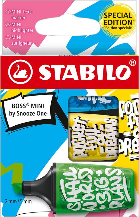 Actual product image STABILO Boss Mini Snooze Case of 3 (Blue, Green, Yellow, 5 mm, 3 x)