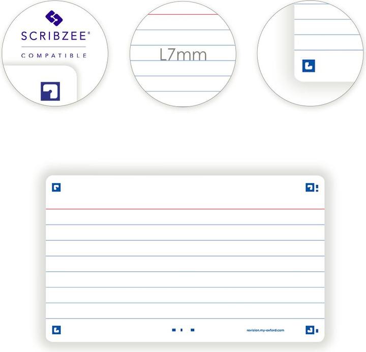 Produktbild Oxford Fiches bristol FLASH 2.0, A7, lign‚, blanc (A7, 250 g/m², 32 x)
