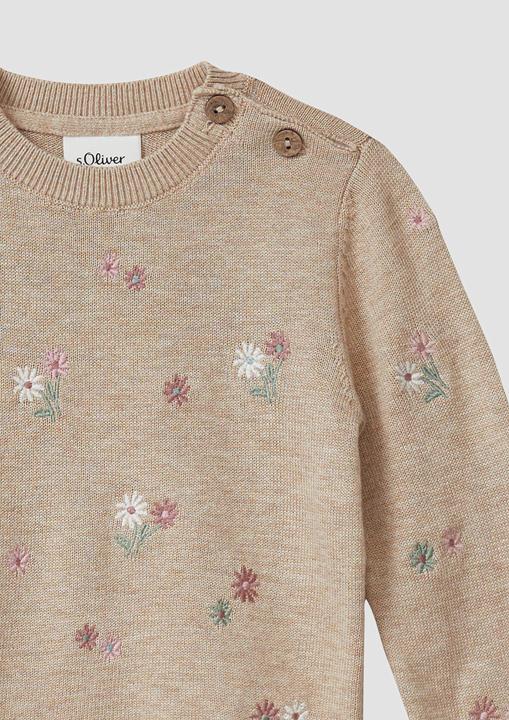 Image du produit s.Oliver Strickpullover Feinstrickpullover mit Blumen-Stickerei (74)