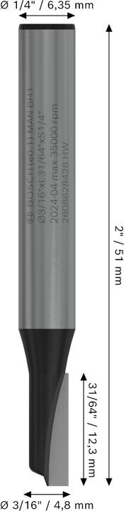Actual product image Bosch Professional Zubehör Grooving cutter, 1/4", D1 4.8 mm, L 12.4 mm, G 51 mm