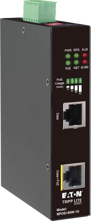 Immagine prodotto Eaton Iniettore PoE Gigabit Ethernet industriale 90W PoE++ 802.3bt Midspan da -40 a +75 DIN ra (UPUA, 90 W)