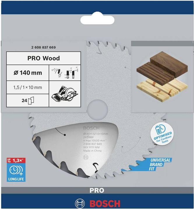 Produktbild Bosch Professional Zubehör PRO Wood cordless Kreissägeblatt, 140 x 1,5 x 10 mm