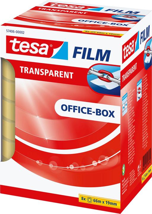 tesa 8x tesafilm TRANSPARENT - mit starker Haftung - alterungsbeständig und reissfest (19 mm)