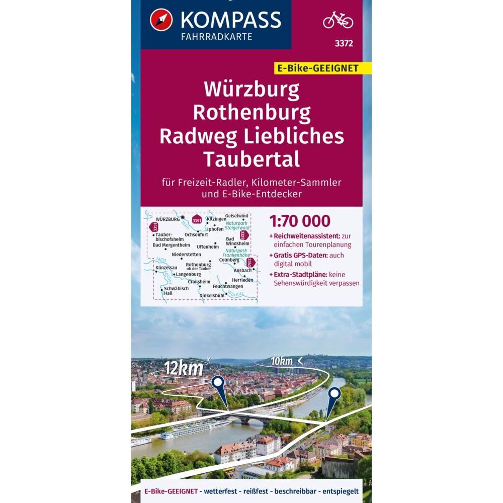 Thumbnail - Fahrradkarte 3372 Würzburg, Rothenburg, Liebliches Taubertal - Radweg 1:70.000, Landkarte