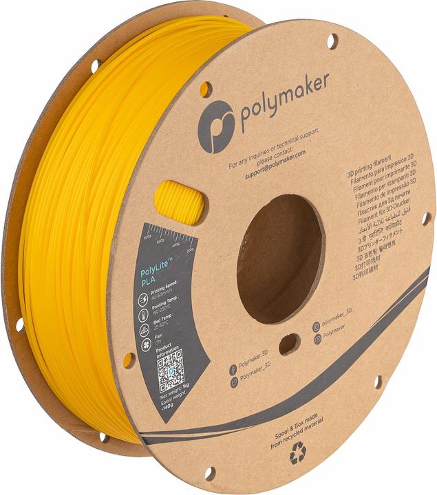 Image du produit Polymaker PolyLite PLA V2 - Jaune - 1.75mm (PLA, 1.75 mm, 1000 g)