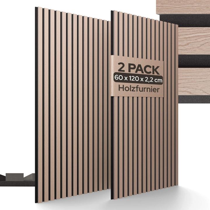 Arebos 2er Set Akustikpaneele Holzoptik (60 x 120 cm)