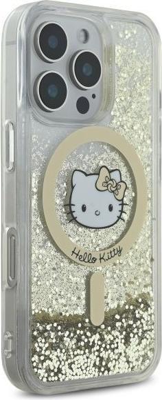Actual product image Hello Kitty HKHMP16LLGDIH iPhone 16 Pro 6.3" biały złoty/white gold hardcase Liquid Glitter Fever (Apple iPhone 16 Pro)