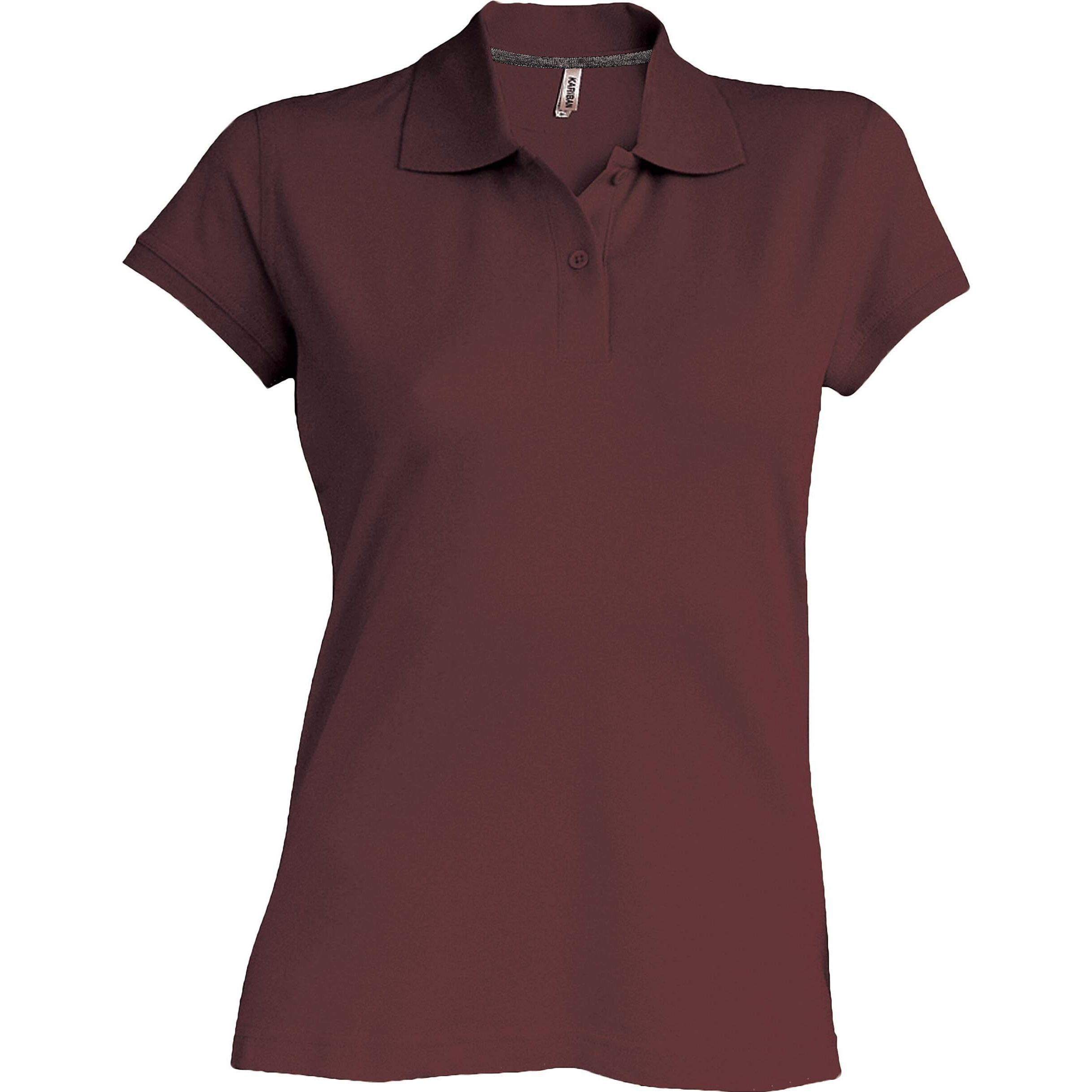 Kariban, Damen, Shirt, Damen Polo mit kurzen Ärmeln, Braun, (XL)