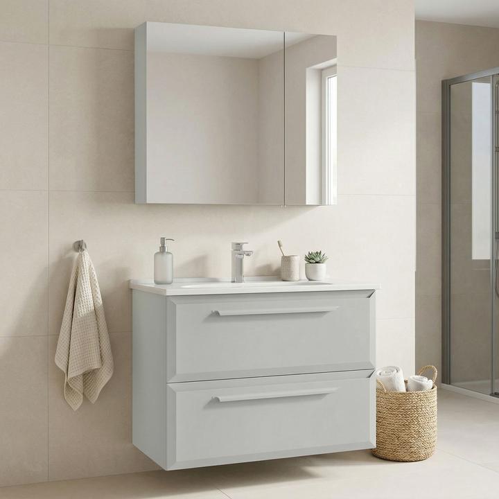 Produktbild Homitis Nuvola 80 v2 Bathroom Cabinet With Sink & Mirror Set (2 Pieces)