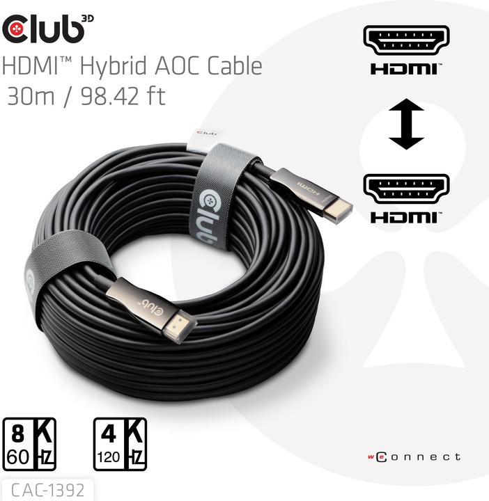 Actual product image Club 3D Club3D HDMI-Kabel A -> A 2.1 aktiv opt. 8K60Hz UHD 30 Meter retail (30 m)