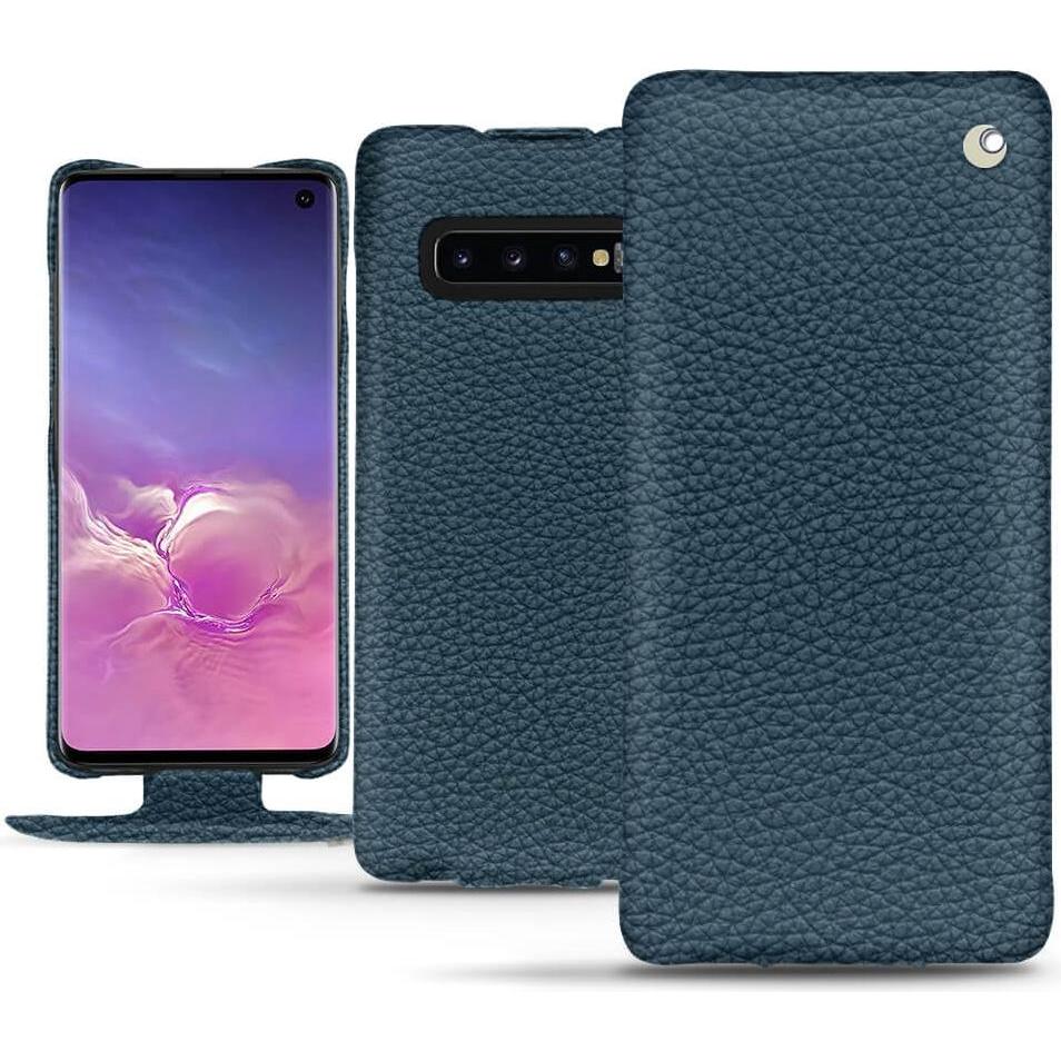 Noreve Lederschutzhülle vertikal (Samsung Galaxy S10), Smartphone Hülle, Blau