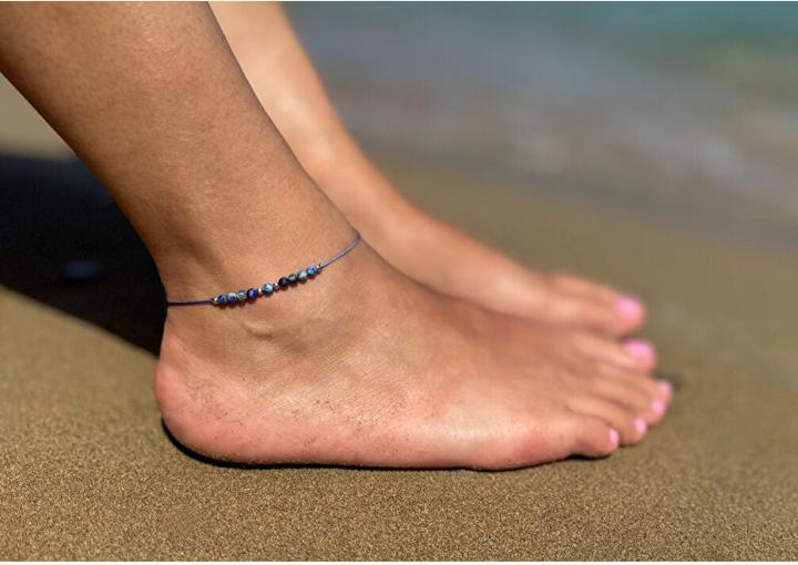 Immagine prodotto Agato HE23N3S-BL Bracciale per gambe con perline in Lapislazzuli (Lapislazzuli)