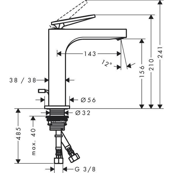 Thumbnail - Axor, Badarmatur, Citterio Einhebel-Waschtischmischer, Zugstangen-Ablaufgarnitur, Ausladung 143mm, Comf