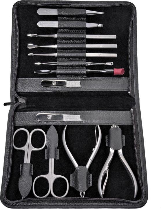 Sacher TR800R.1504 - Astuccio per manicure da 13 pezzi Set manicure nero (pelle)