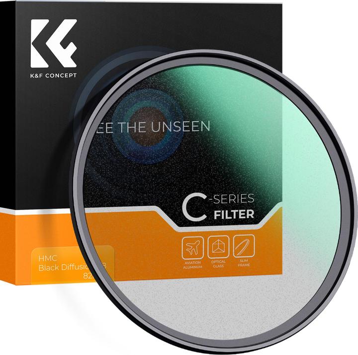 Produktbild K&F Concept 55MM Black Mist Filter 1/8,Ultra-thin 18 layer Green Coatings (C Series) (55 mm, Black Mist Filter)