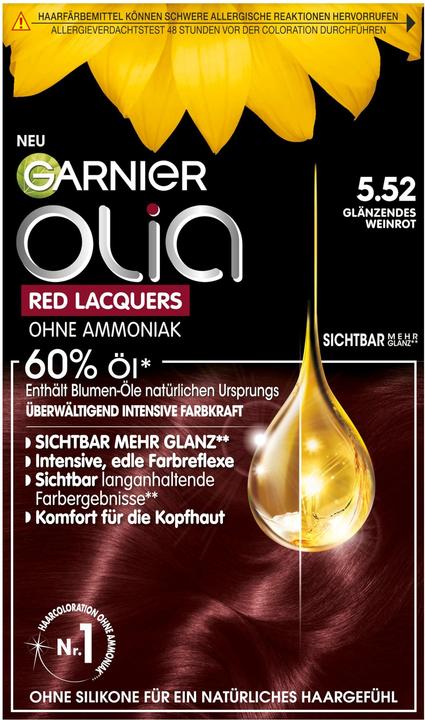 Garnier Olia Red Lacquers Dauerhafte Haarfarbe in 5.52 Glänzendes Weinrot (Rot)