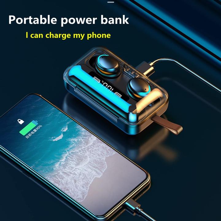 Produktbild Jmamba Drahtlose Kopfhörer mit Bluetooth 5.0, Touchsteuerung, IPX8 wasserdicht, digitalem LED-Display (6 h, Kabellos)