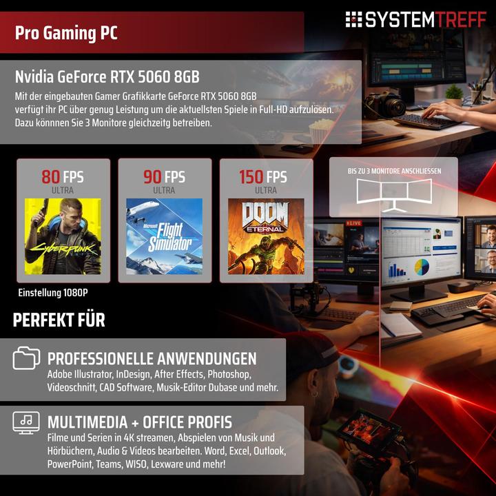 Produktbild SYSTEMTREFF Gaming PC G254598 (1000 GB, 16 GB)