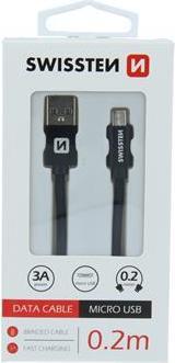 Swissten Datenkabel Textil USB / Micro-USB 0.2 M (0.20 m)