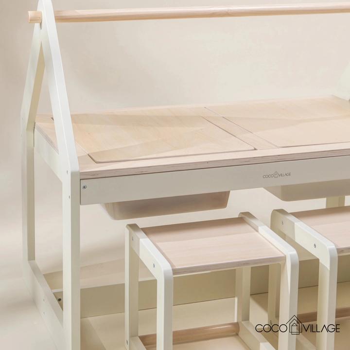 Actual product image Coco Village Multifunction Wooden Art & Sensory Table With 2 chairs