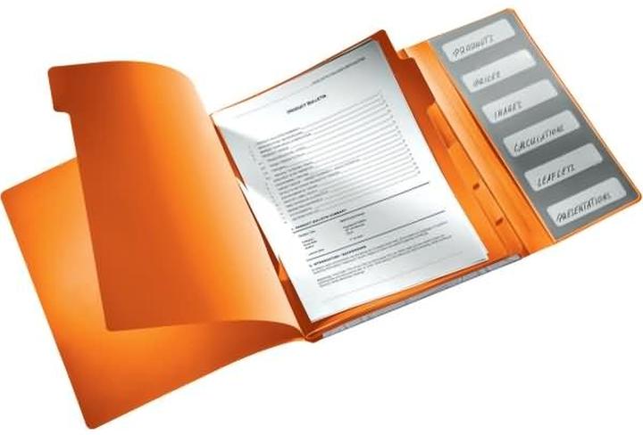 Actual product image Leitz Urban Chic folder, DIN A4, PP, 6 compartments, grey duo-look, with embossed pattern, with 3 slides (A4, 1x)