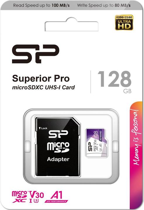 Produktbild Silicon Power Superior Pro 128GB microSDXC Ad. (128 GB, microSDXC, U3, UHS-I)