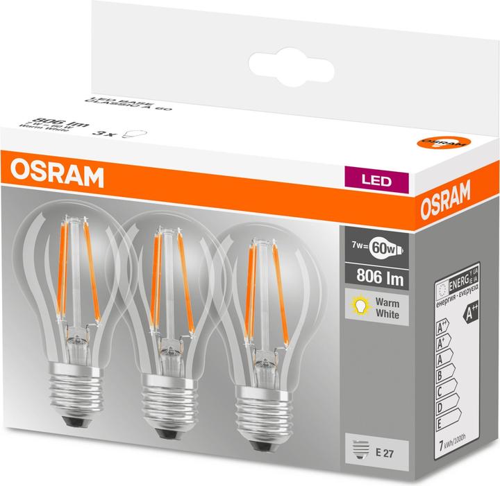 Image du produit Osram Led Base Classic A (E27, 6.50 W, 806 lm, 3 x, A)