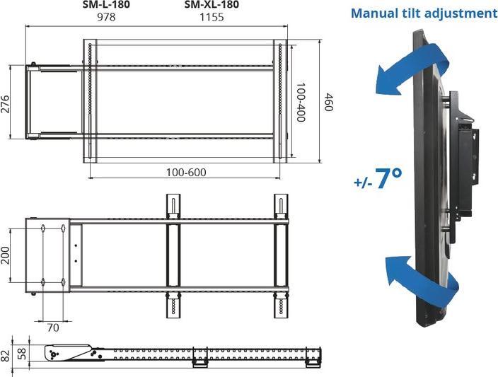 Image du produit Xantron PREMIUM-SM-XL180 (Mur, 75", 40 kg)
