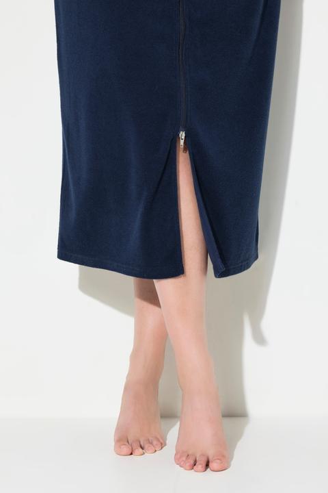 Image du produit Ulla Popken Peignoir en tissu éponge, doux et confortable - fermeture à glissière à double sens (42, 44)