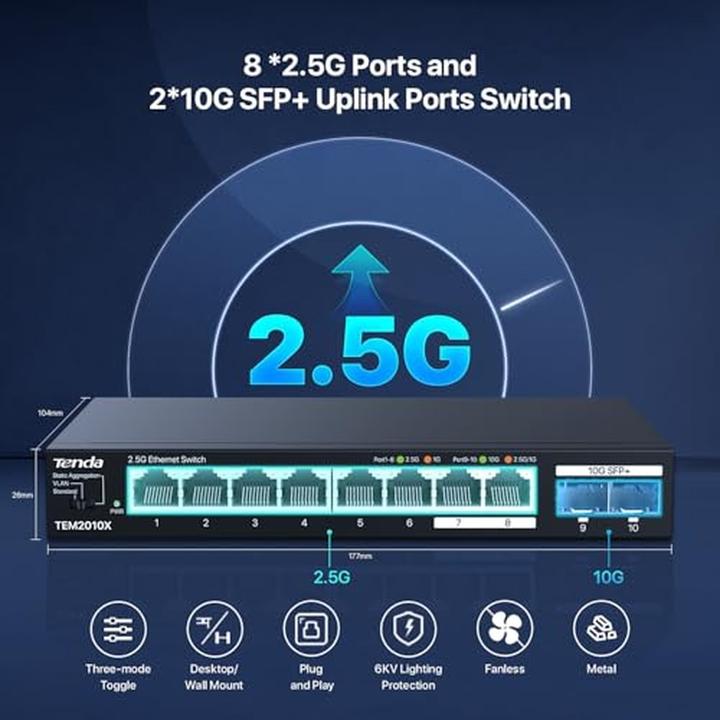 Immagine prodotto Tenda TEM2010X Switch Ethernet 2.5 Gigabit 8 (8 porte)