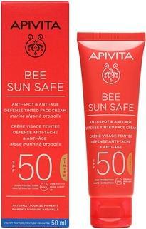 Apivita BEE Sun Safe Anti-Fleck und Anti-Ageing Creme SPF50 mit Farbe 50 ml (Sonnencreme, SPF 50, 50 ml)