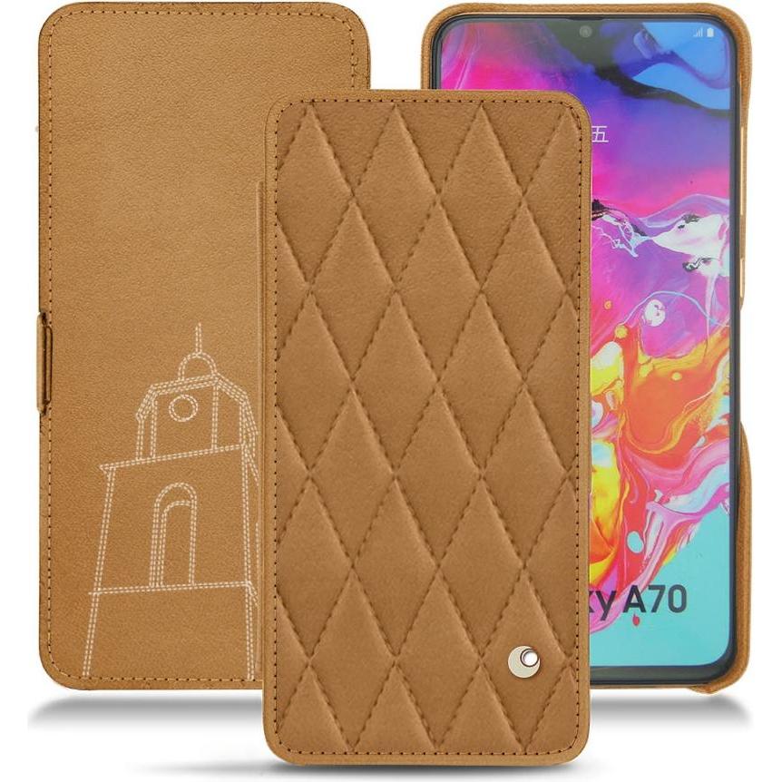 Noreve Lederschutzhülle horizontal (Samsung Galaxy A70), Smartphone Hülle, Braun