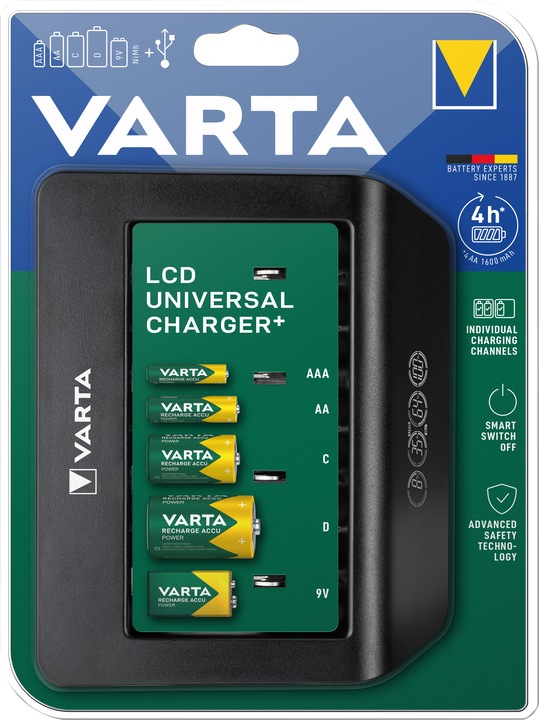 Produktbild Varta LCD Universal Charger+ (1 Stk., 9V Block, Ladegerät ohne Akku)