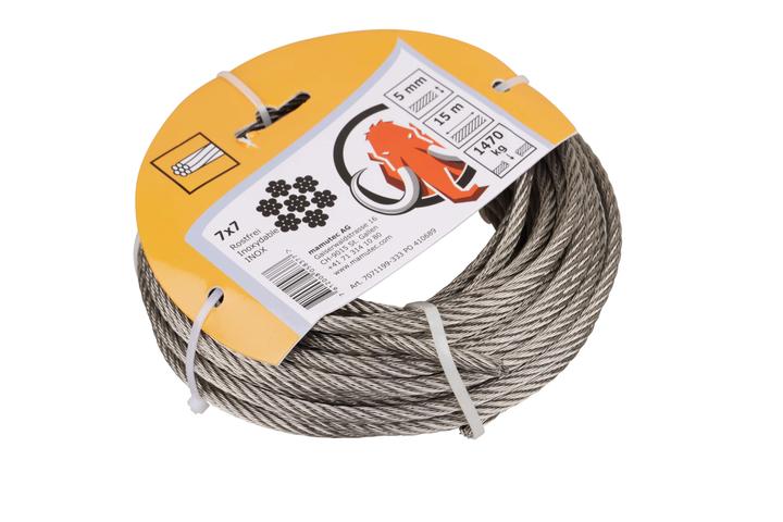 Actual product image Mamutec Stainless steel wire rope 5 mm 15 m 6x7+FE (15 m)