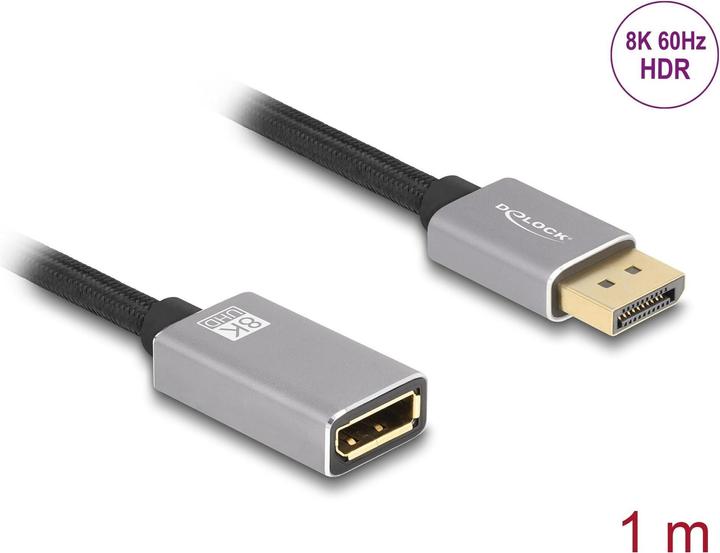 Image du produit Delock Câble d'extension DisplayPort 8K 60 Hz 1 m gris Meta (1 m)