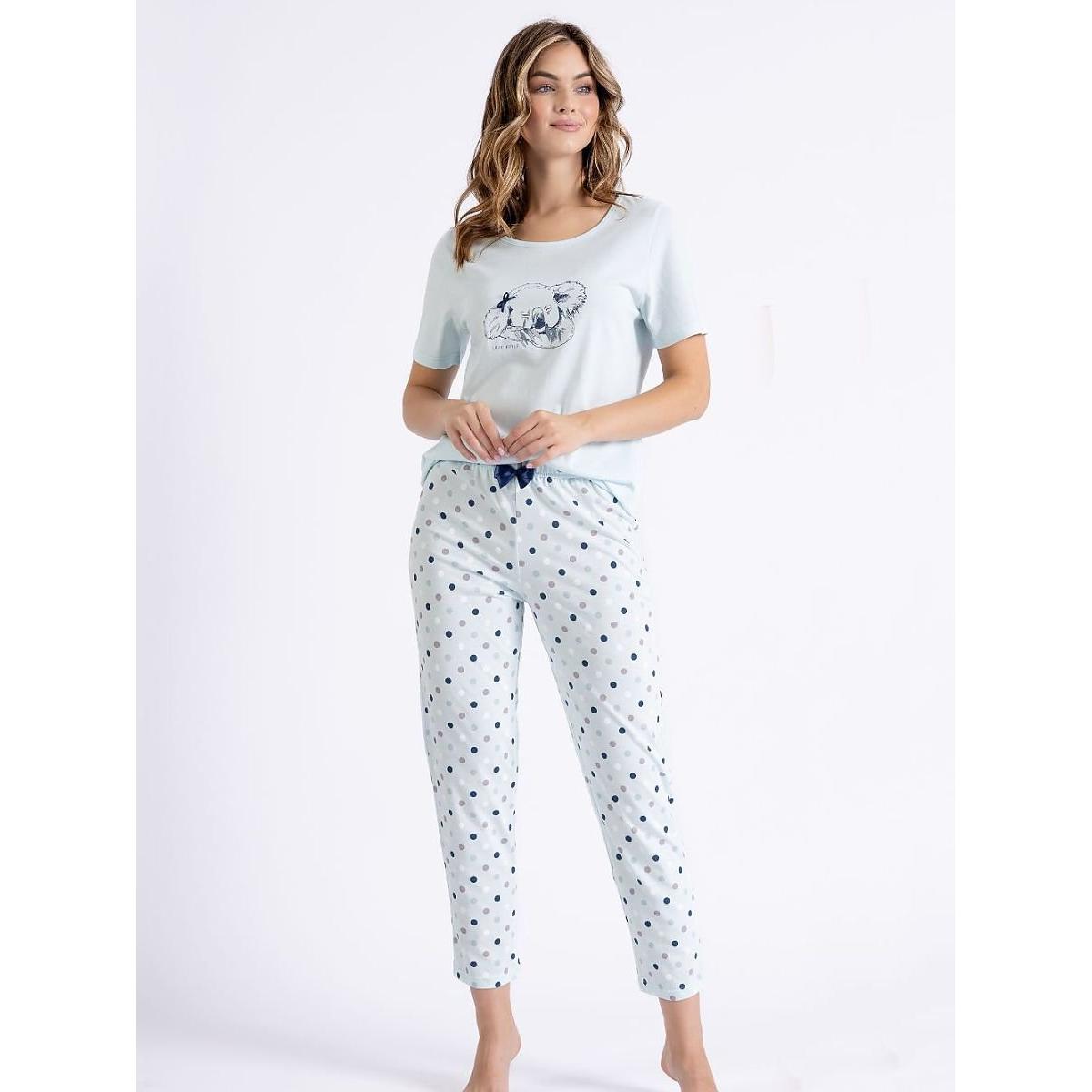 M-Max, Damen, Pyjama, Pyjama, Blau, (XL)