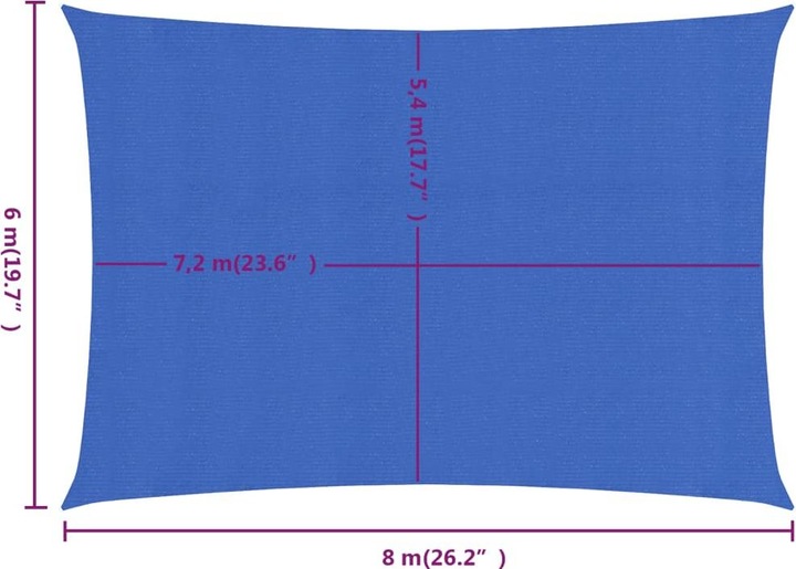 Actual product image VidaXL Sonnensegel 160 g/m² Rechteckig HDPE (6 x 8 m)