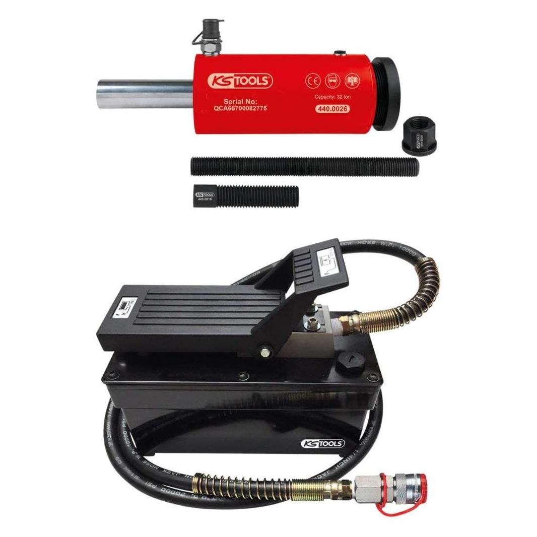 KS Tools Hydraulik-Einheit 32t, mit Luft-Hydraulik-Pumpe, 9-tlg (440.9996)
