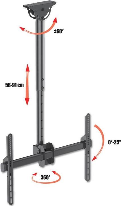 Actual product image Techly Mounting kit (ceiling mount, mounting bracket, telescopic rod) - for flat screens (Ceiling)