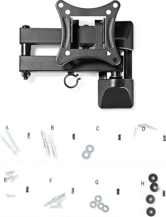 Actual product image Nedis Full-motion TV wall mount - 13-27 " - 15 kg - 60 mm - Tiltable - Rotatable - Steel / Artificial (Wall, 27", 15 kg)