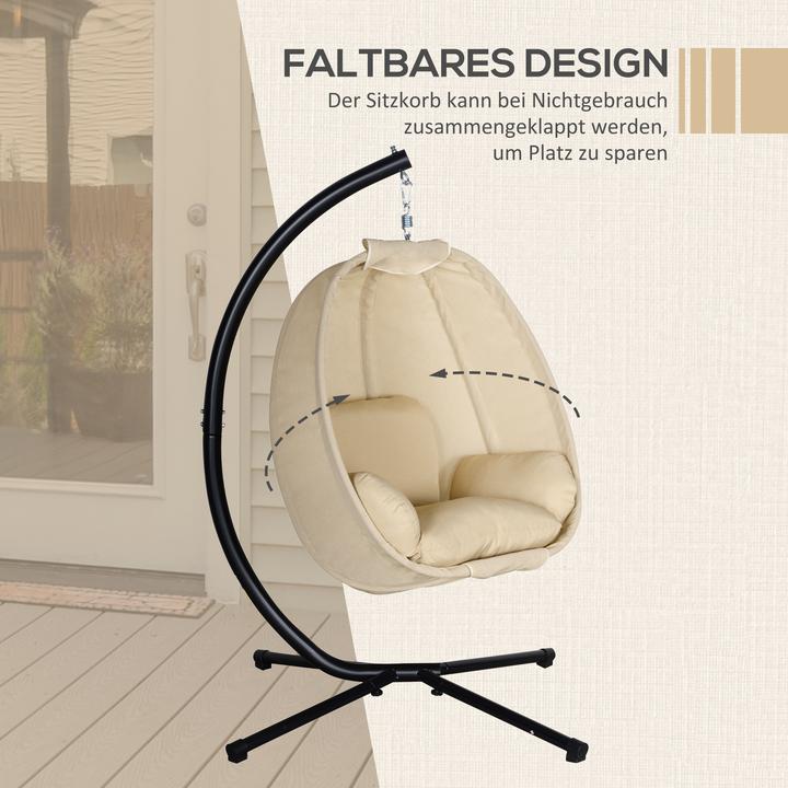 Produktbild Outsunny Hängesessel Metall, Polyester Khaki