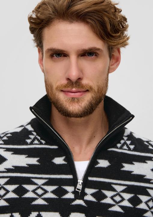 Produktbild s.Oliver Strickpullover Troyer mit Jacquard-Muster (XL)