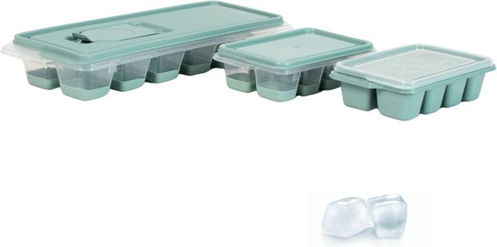 Produktbild B-Home 3er-Set Eiswürfelbehälter mit Deckel Eiswürfelformen Eiswürfelschalen