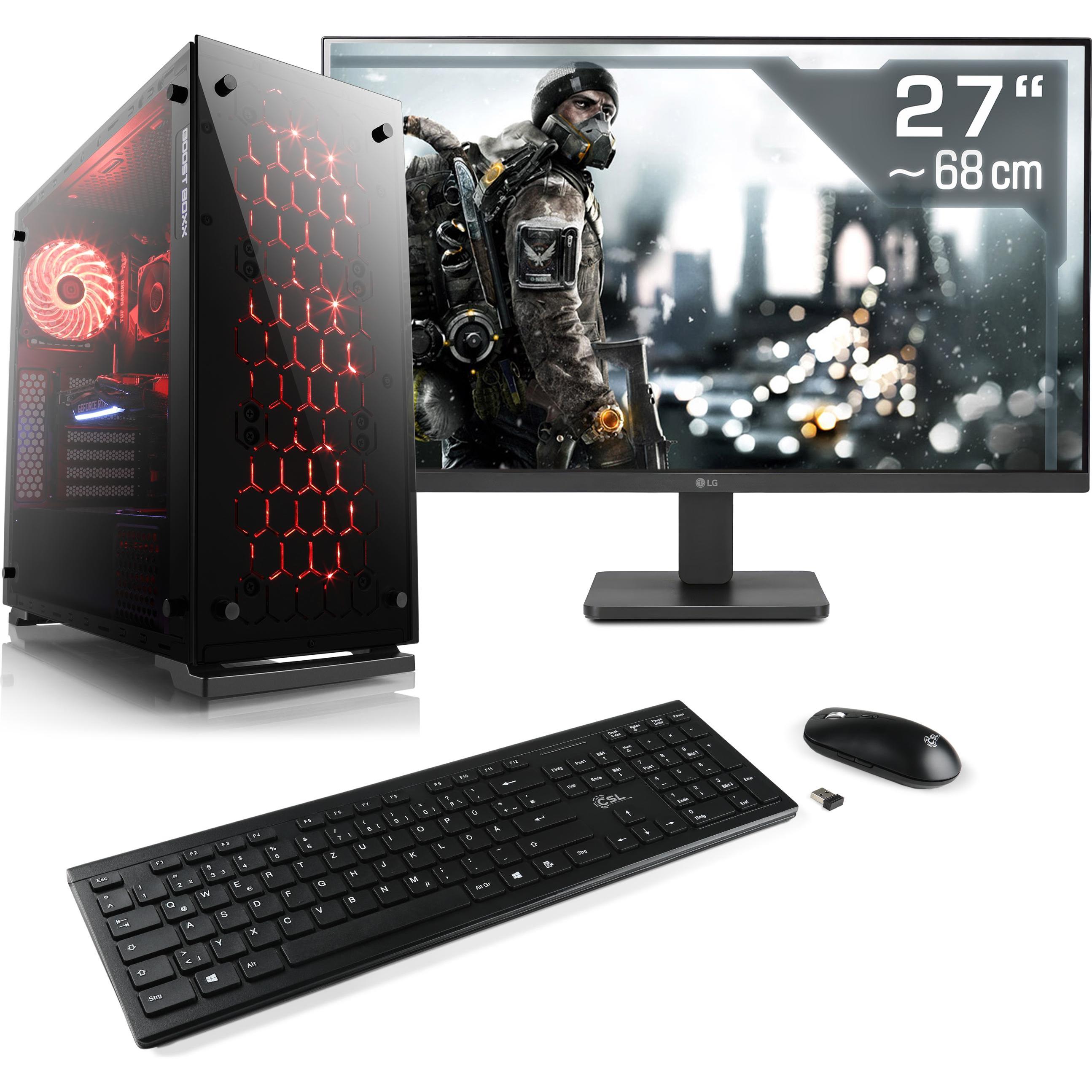 CSL Gaming PC M11530H, QWERTZ Layout (DE) (AMD Ryzen 5 7500F, 16 GB, 1000 GB, GeForce RTX 3050), PC, Schwarz