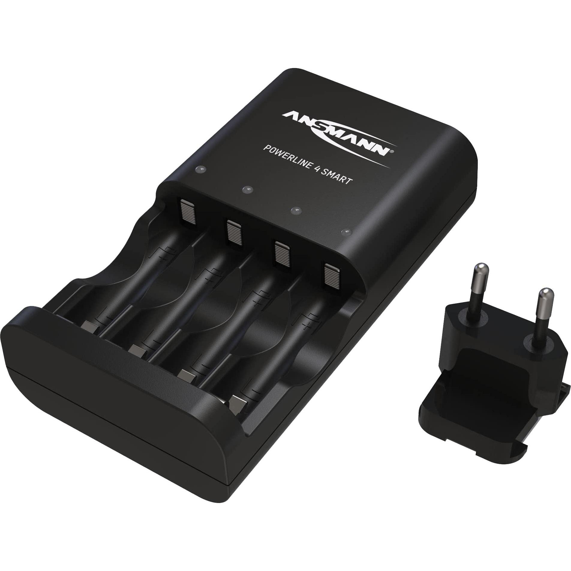 Ansmann Caricabatterie Powerline NiMH/NiCD Mignon AA/Micro AAA (1 pz., AA, AAA, Batteria + Caricabatterie), Caricabatterie