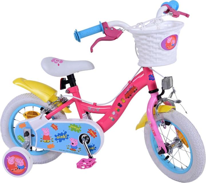 Produktbild Peppa Pig 12-Zoll-Kinderfahrrad Pink mit abnehmbaren Stützrädern und zwei Handbremsen - Sicherheit u (12")