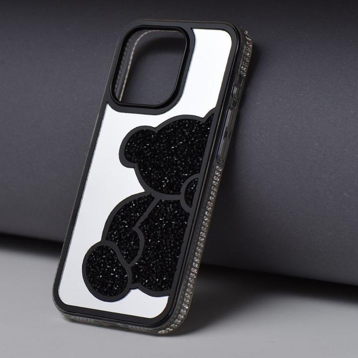 Actual product image OEM Back panel cover TEDDY BEAR Case for IPHONE 15 black (Apple iPhone 15)